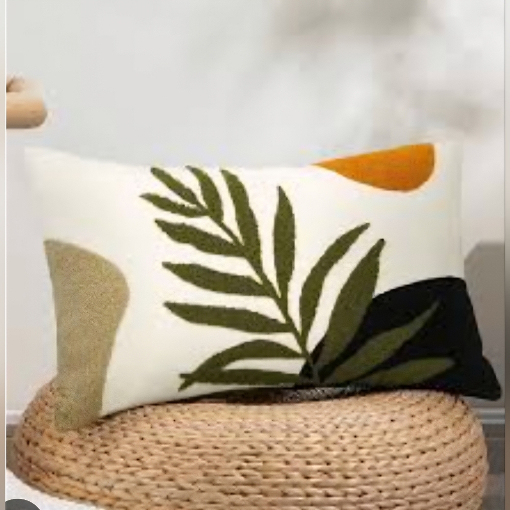 Colorful Leaf Design Throw Pillow - Picture 2 of 11